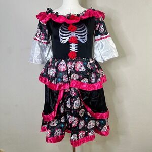Day of the Dead Skeleton‎ Skull Dress Costume Adult Women's XL Halloween